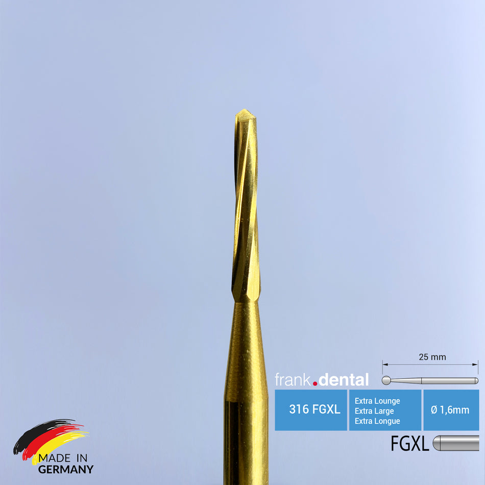 Titanbeschichteter Hartmetall-Lindemann-Knochenschneider – 161 FGXL – für Luftturbine