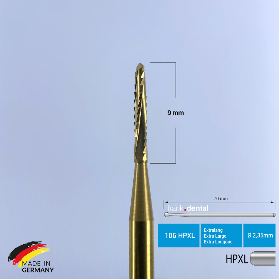 Titanbeschichteter Hartmetall-Chirurgiebohrer - Lindemann Knochenschneider - 162 PS - für Chirurgie-Handstück