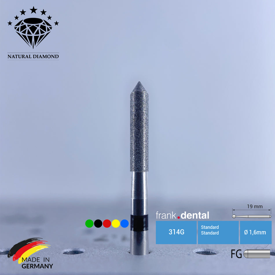 Dental Natural Diamond Bur - 884 Diamant-Zylinderbohrer - Für Turbine - 5 Stk