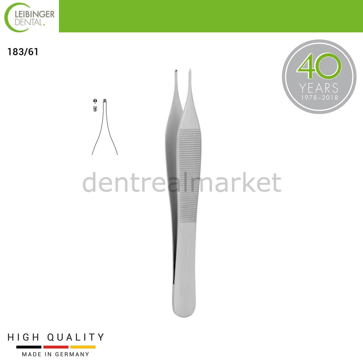 Leibinger - Adson Surgical Tissue Forceps - 12 cm