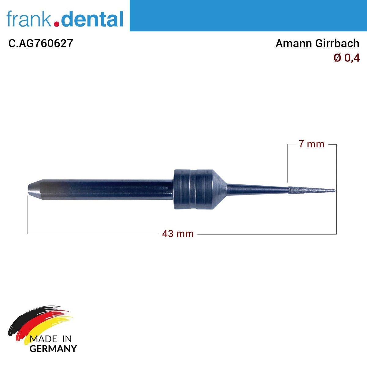 Frank Dental - Amann Girrbach Diamond Cad Cam Drill 0.4 mm