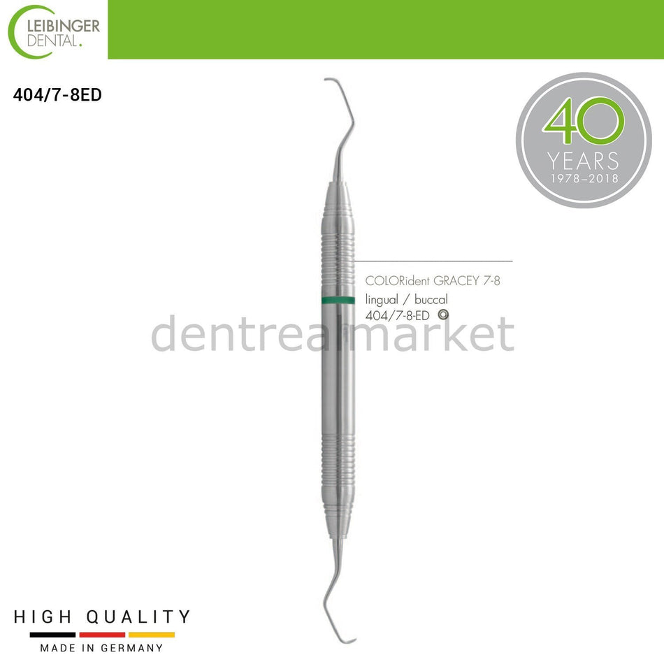 Leibinger - COLORident Gracey Curette 7 - 8 Lingual, Buccal - Periodontal Curette