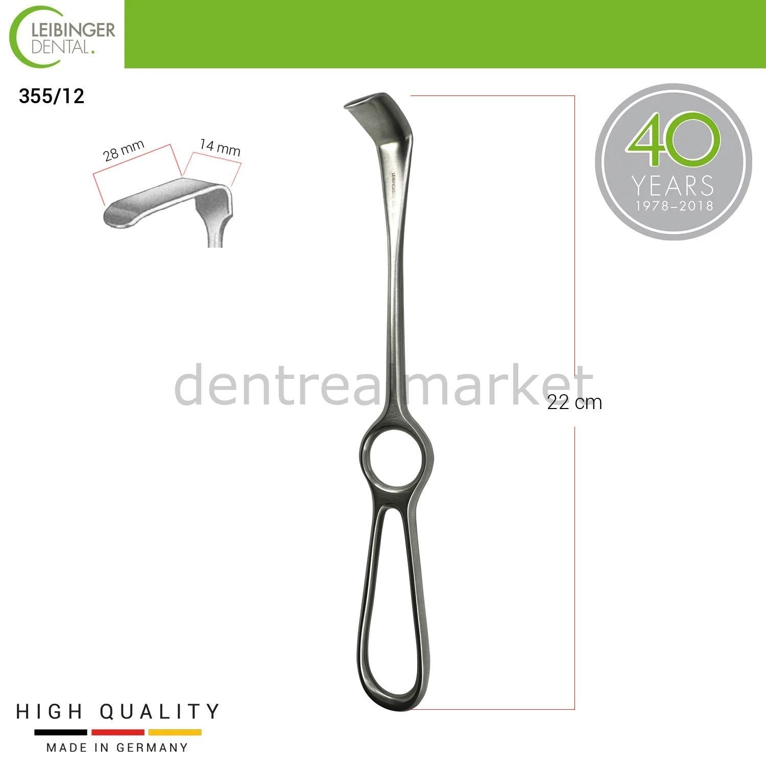 Leibinger - Dental Kocher - Langenbeck Retractor - 28*14 mm