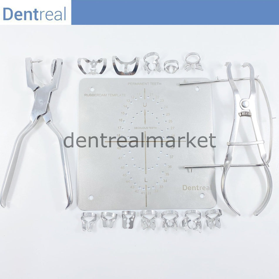 Dentreal - Drm Rubberdam Clamp and Tool Set + Rubberdam Template