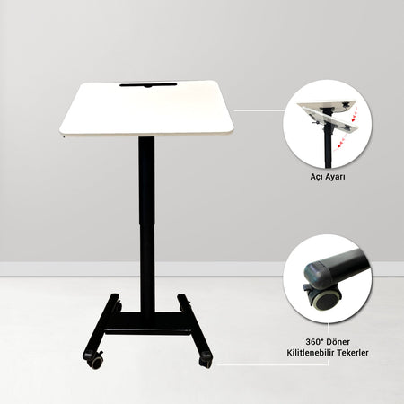 Dentreal - Movable Height Adjustable Mobile Laptop Cart - Trolley - Scanner Stand