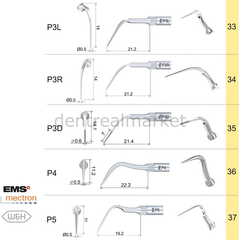 Woodpecker - Periodontal Scaler Tips for Ems,Mectron - Periodontal Tips - Ultrasonic Scaler Tips