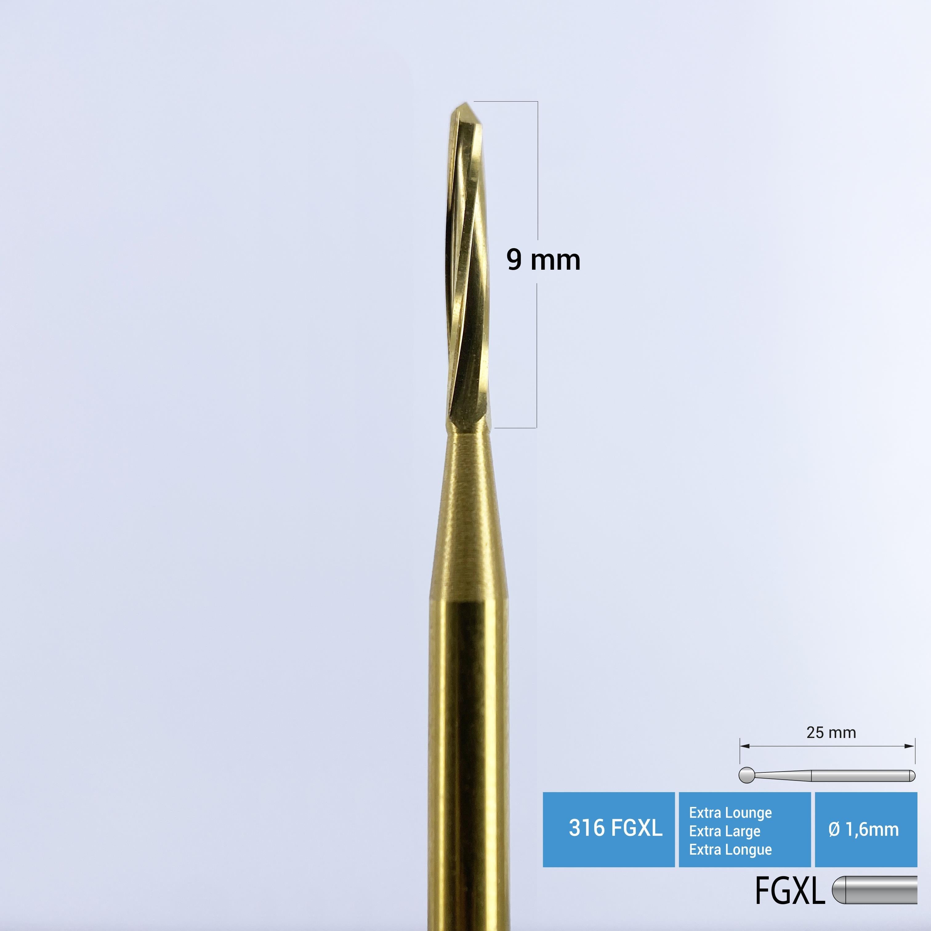 Frank Dental - Titanium Coated Carbide Lindemann Bone Cutter - 161 FGXL - for Air Turbine