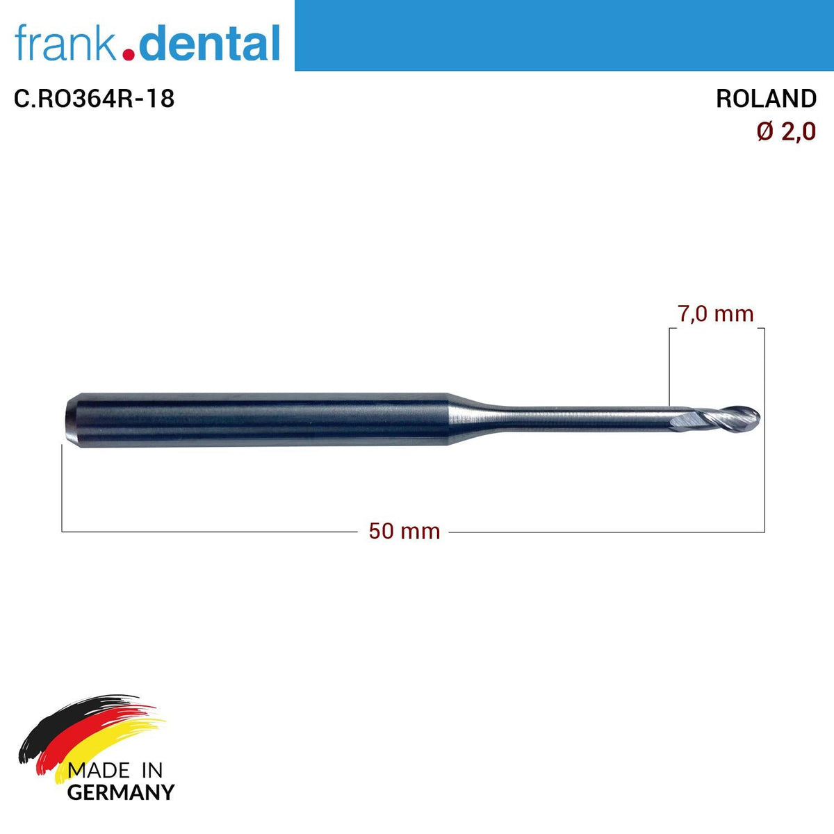 Dentreal - Tungsten Milling Machine Drill 2.0 mm - for Roland