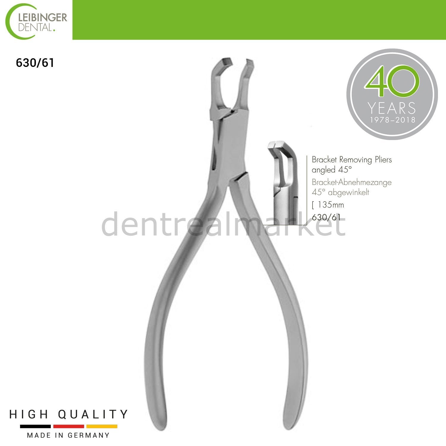 DentrealStore - Leibinger Bracket Removing Pliers 45° Angled - Bracket Removing Pliers 45° Angled - 135 mm