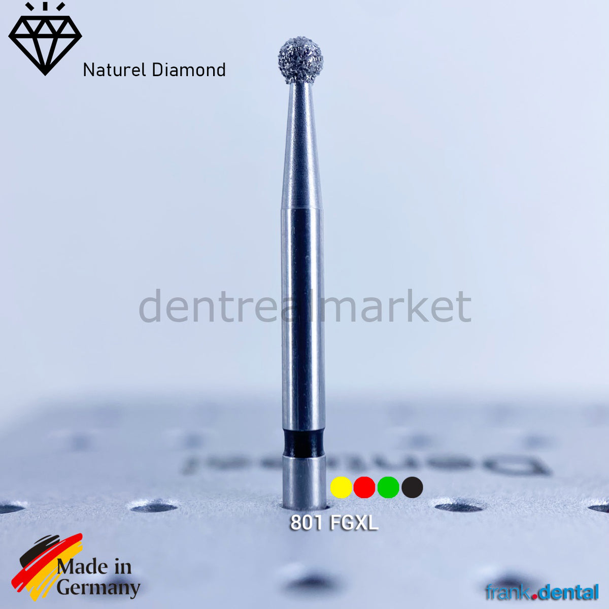 DentrealStore - Frank Dental Dental Natural Diamond Bur - 801L Dental Burs - For Turbine - 5 Pcs