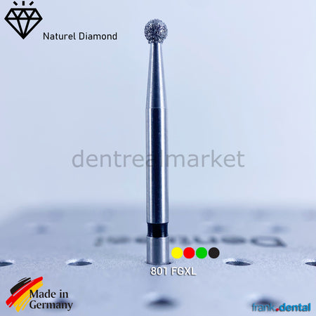 DentrealStore - Frank Dental Dental Natural Diamond Bur - 801L Dental Burs - For Turbine - 5 Pcs