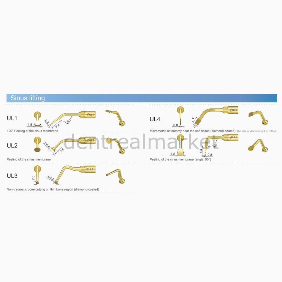 DentrealStore - Woodpecker Woodpecker / Mectron / Ems Ultrasurgery Tips - For Sinus Lifting